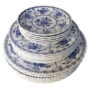 Johnson Brothers Indies Blue Dinner Plate Salad Set 18 Piece Ironstone England